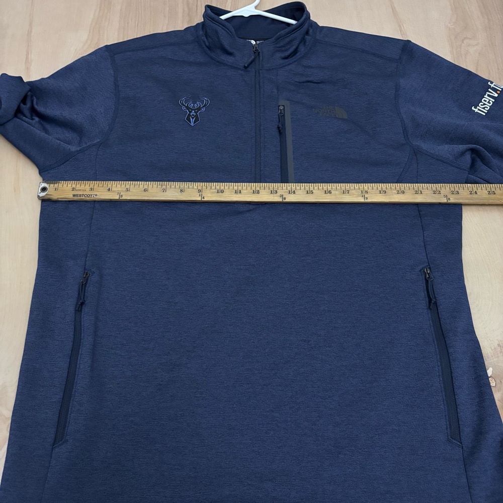 The North Face Milwaukee Bucks Jacket Quarter Zip Fleece Skyline Men’s XL Fiserv - Picture 6 of 10